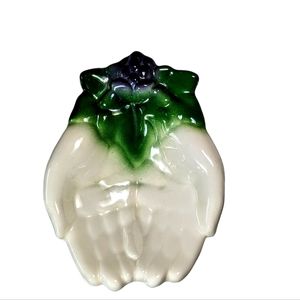 Vintage Joined Hands Trinket Dish Ceramic Japan